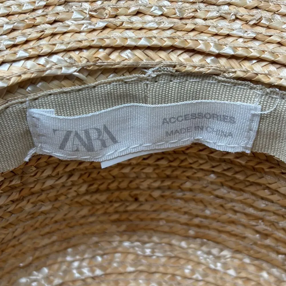 Zara Straw Hat with Black Ribbon & Brim Trim - Girls 6-9Y